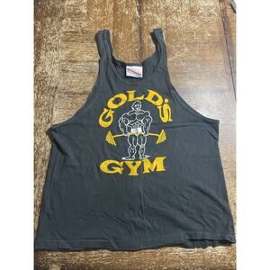Single stitched Vintage 80’s Gold's Gym Muscle Tank Top Medium Black Gold Rare
